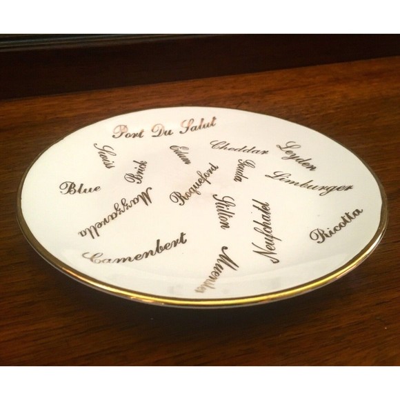 Vintage NAPCO Ceramic Cheese Plate 22K Gouda Muenster Swiss Camembert Limburger - Picture 9 of 9